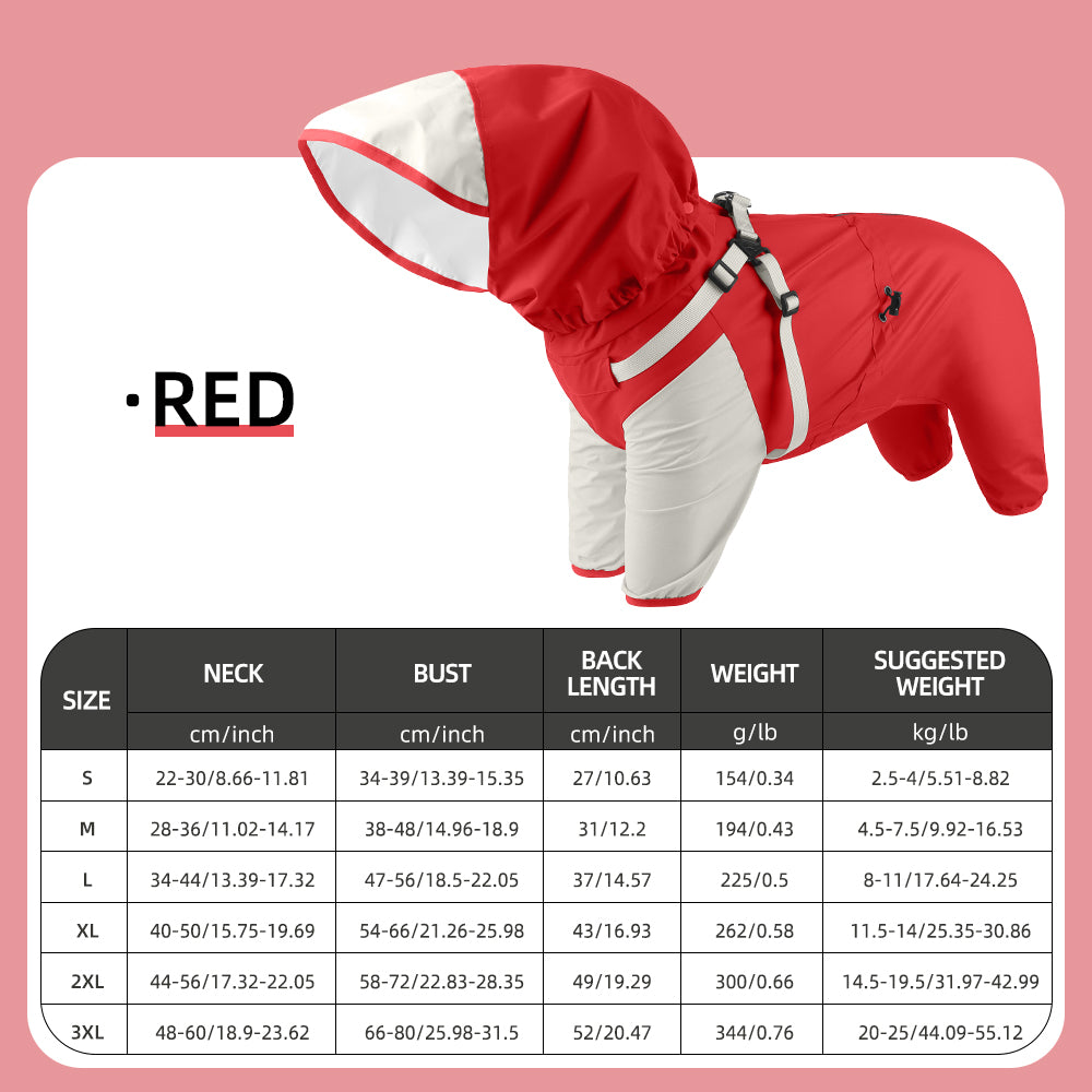 Waterproof Hooded Dog Raincoat