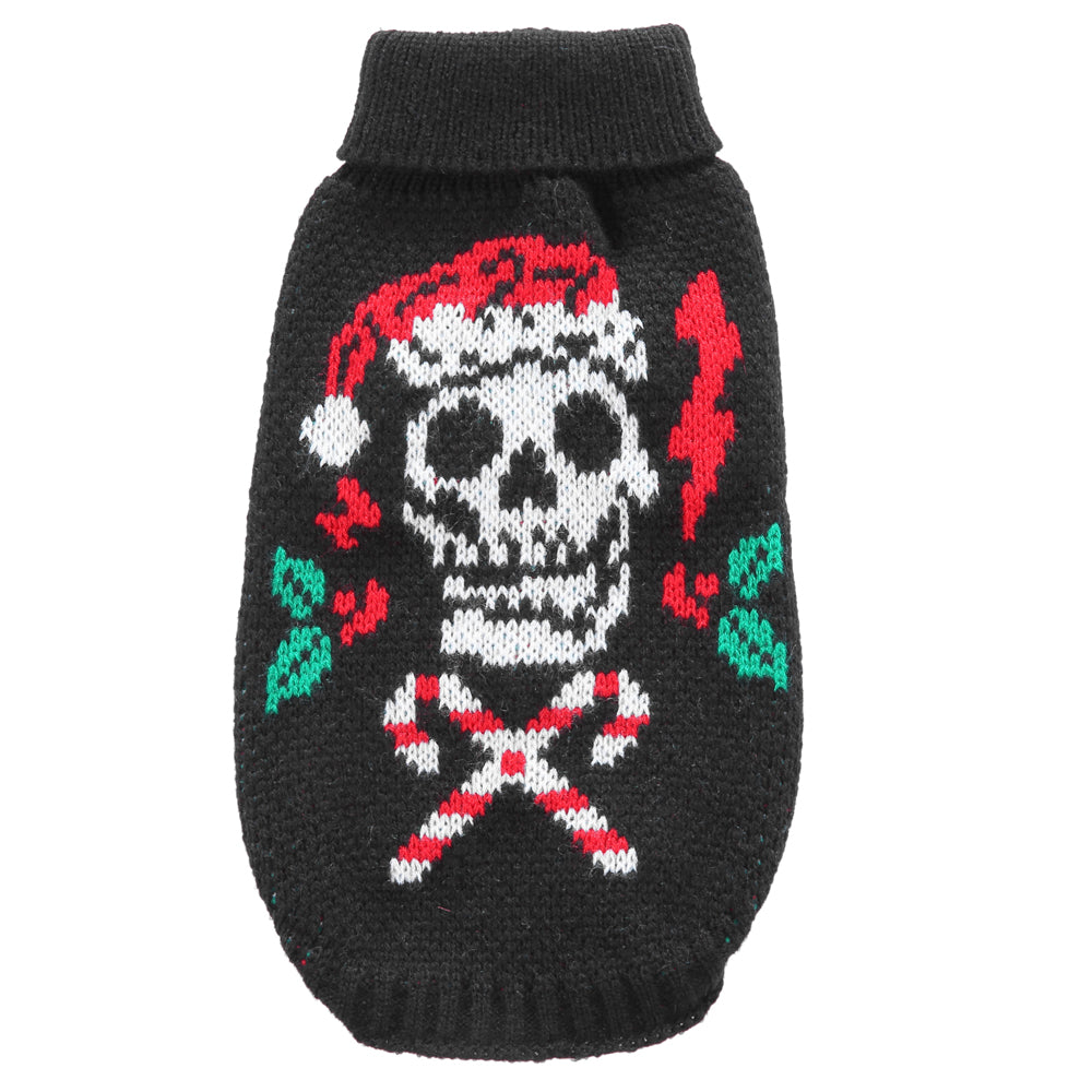 The Skull & Candy Canes Dog Sweater