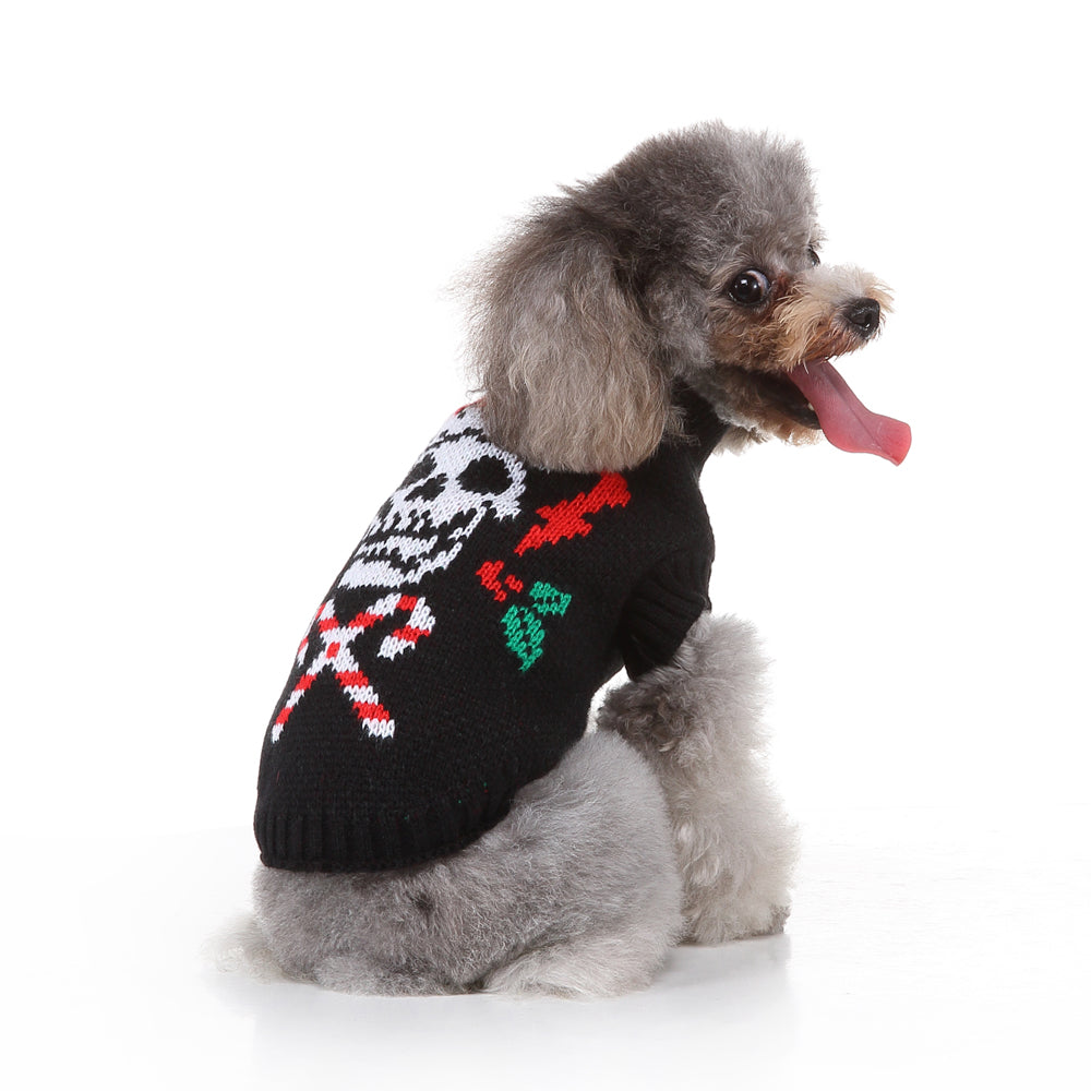 The Skull & Candy Canes Dog Sweater