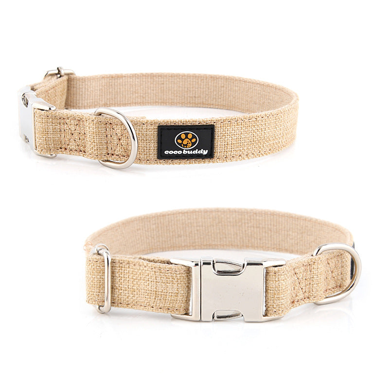 Premium Linen Dog Collar with Metal Buckle