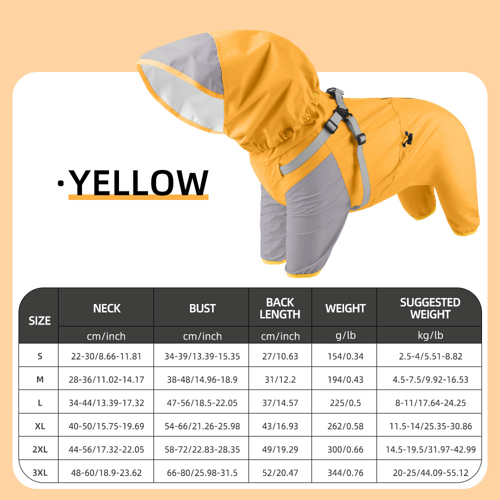 Waterproof Hooded Dog Raincoat