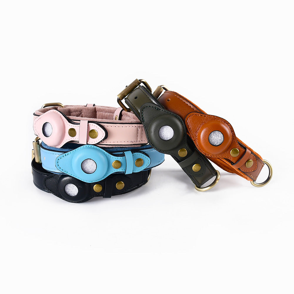 Leather AirTag Dog Collar