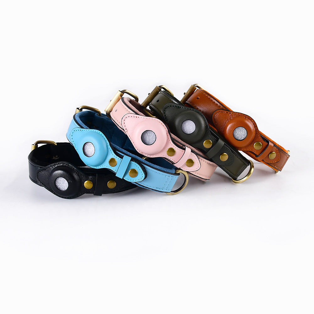 Leather AirTag Dog Collar