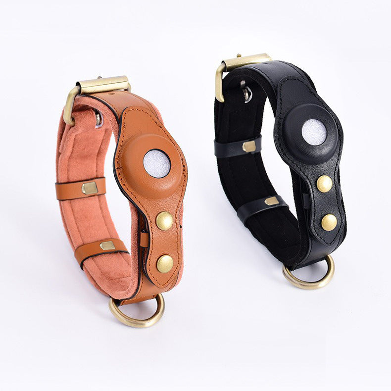 Leather AirTag Dog Collar