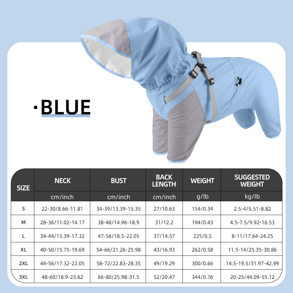 Waterproof Hooded Dog Raincoat