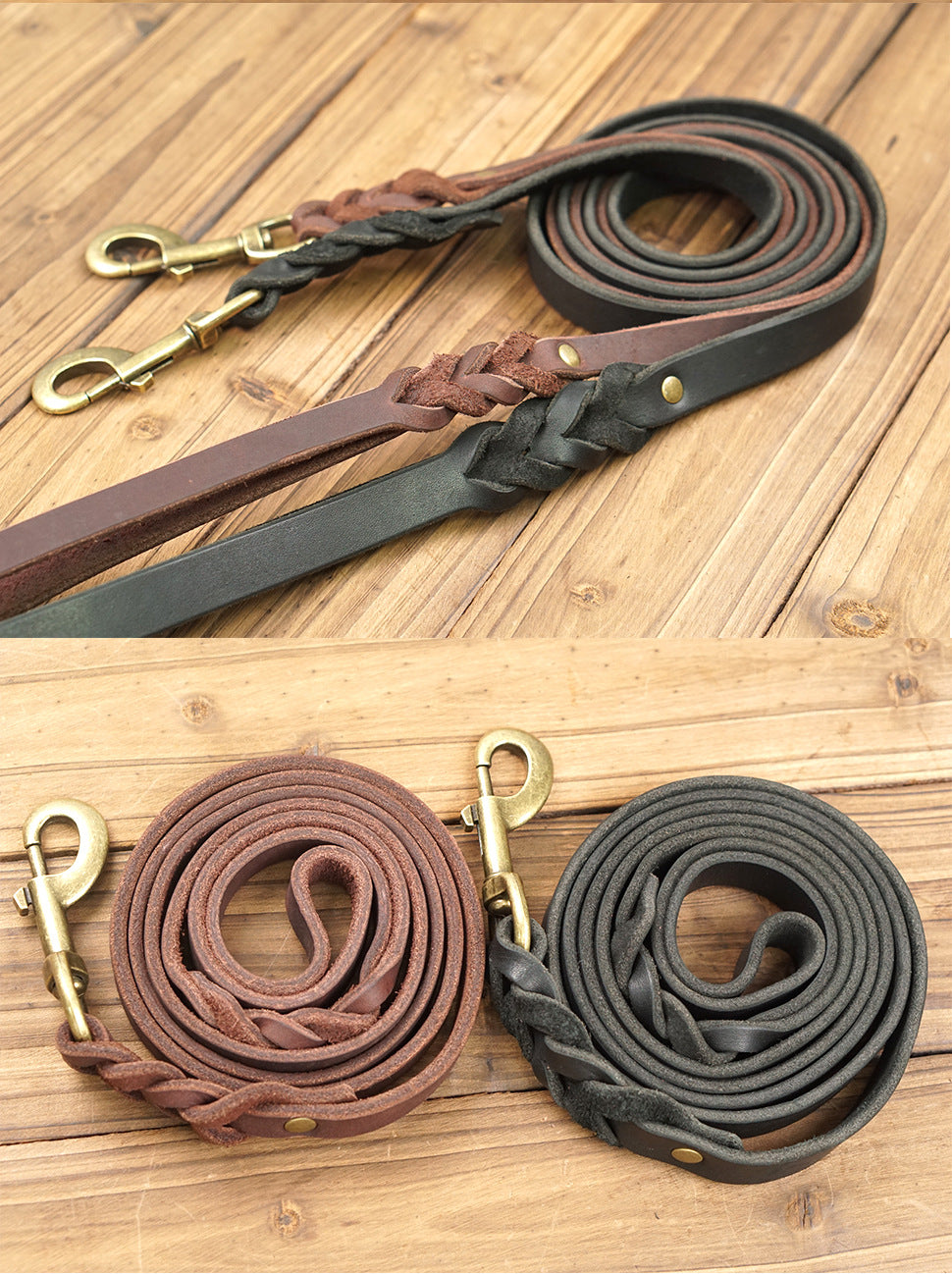 Braided Leather Dog Leash