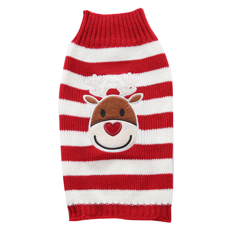 Rudolph's Stripes Dog Sweater