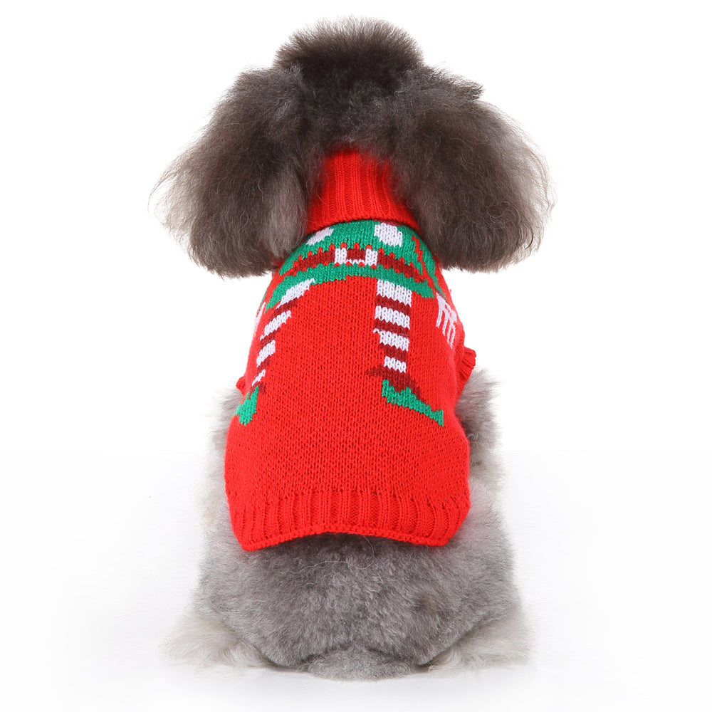 Festive Holiday Candy Cane Dog Sweater