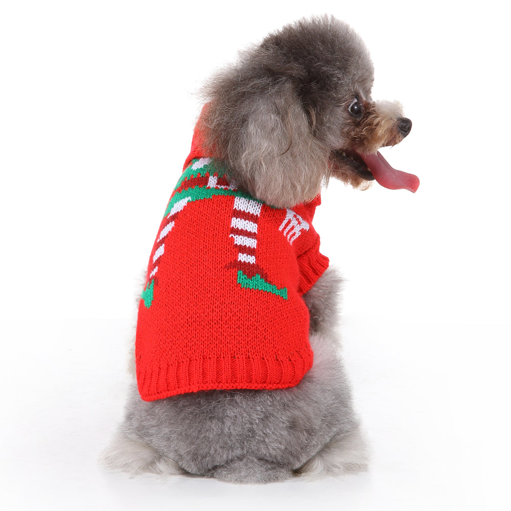 Festive Holiday Candy Cane Dog Sweater