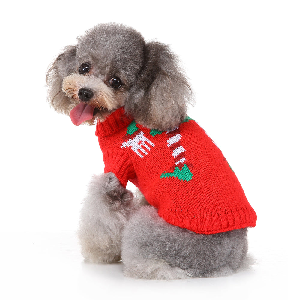 Festive Holiday Candy Cane Dog Sweater
