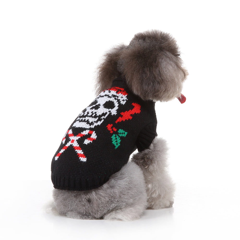 The Skull & Candy Canes Dog Sweater