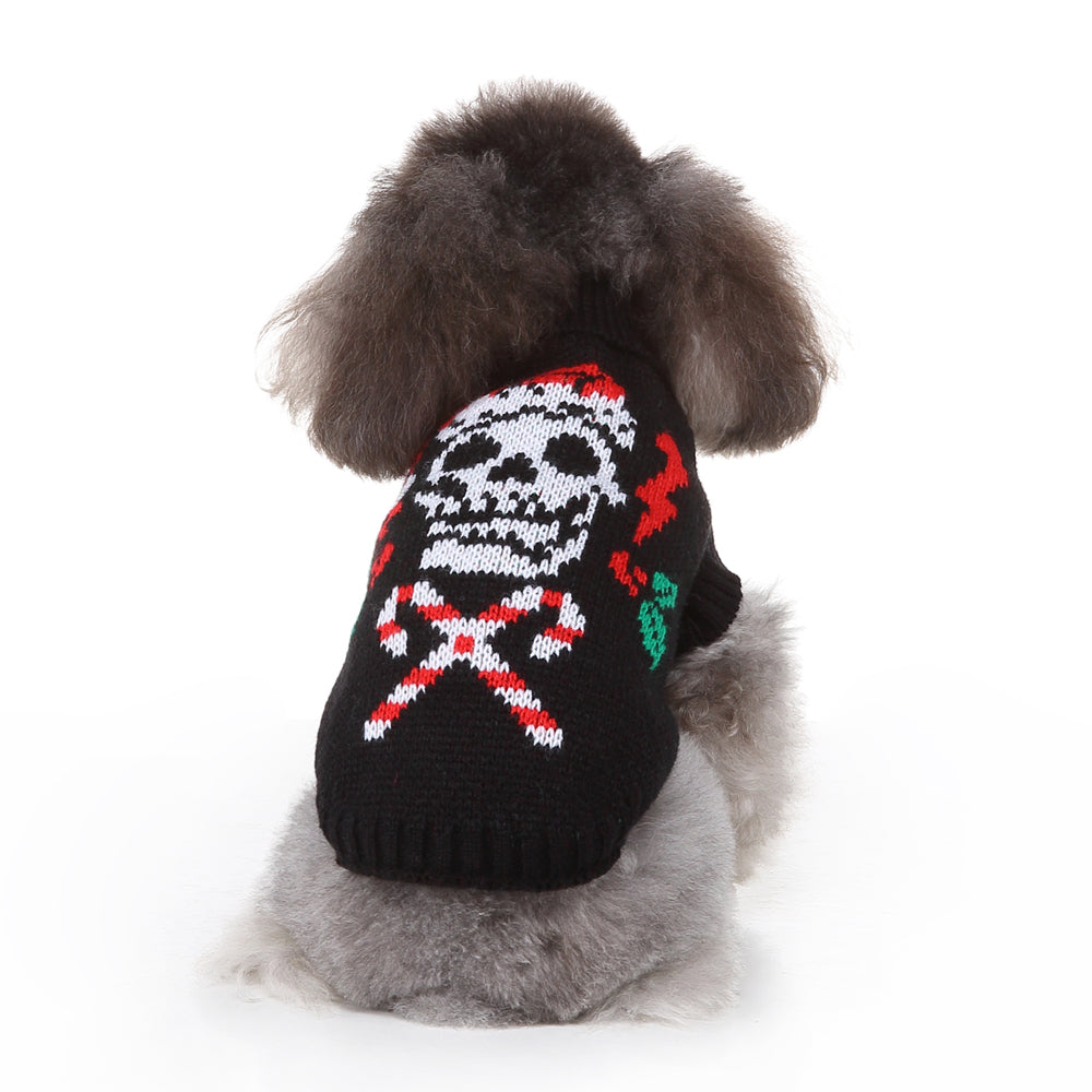 The Skull & Candy Canes Dog Sweater