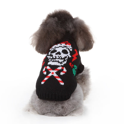 The Skull & Candy Canes Dog Sweater