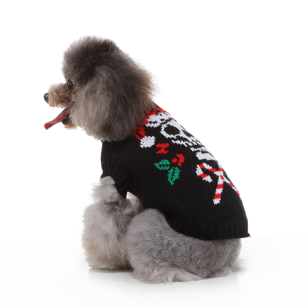 The Skull & Candy Canes Dog Sweater