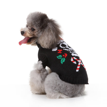 The Skull & Candy Canes Dog Sweater