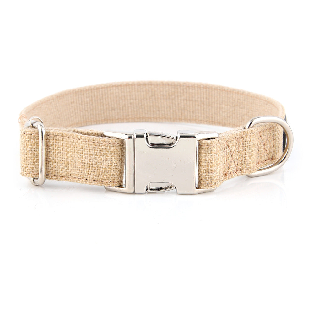 Premium Linen Dog Collar with Metal Buckle