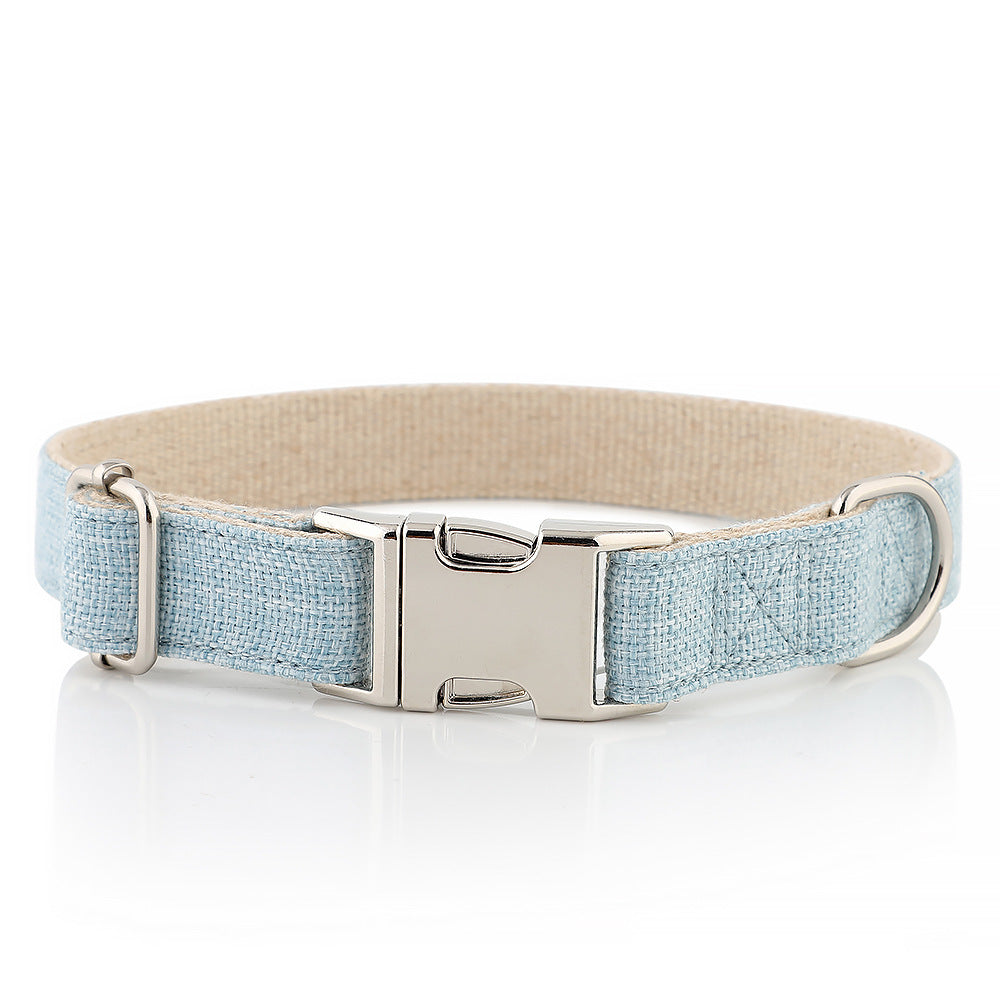 Premium Linen Dog Collar with Metal Buckle