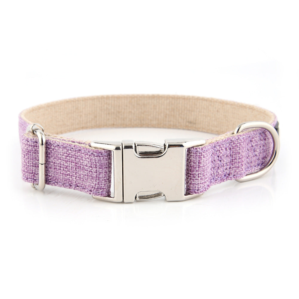 Premium Linen Dog Collar with Metal Buckle